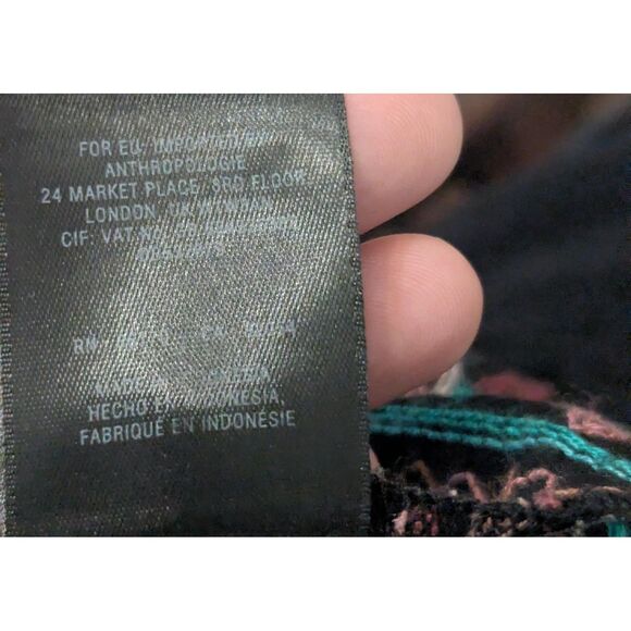 Anthropologie Embroidered Tunic Dress S Black Boho Luxe Floral Long Sleeve - Picture 5 of 8